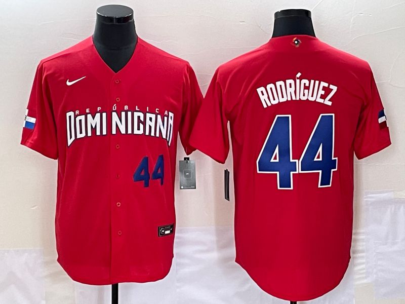 Men 2023 World Cub Dominicana 44 Rodriguez Red Nike MLB Jersey
